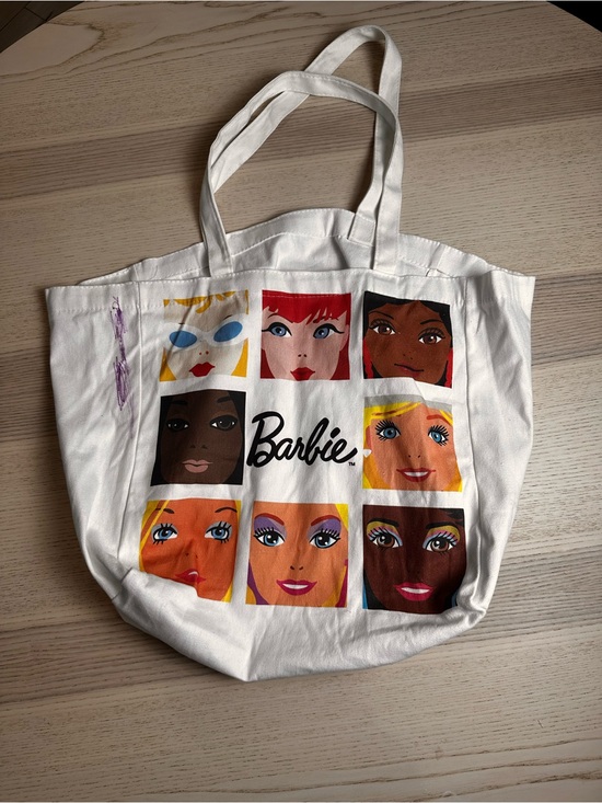 Barbie Handbags - Barbie White Canvas Tote with Multicolor Pop-Face Grid